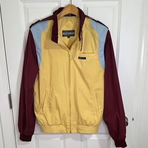 Members Only Yellow and Burgundy Windbreaker Size M